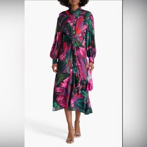 FARM Rio Vibrant Pink and Green Long Sleeve Dress